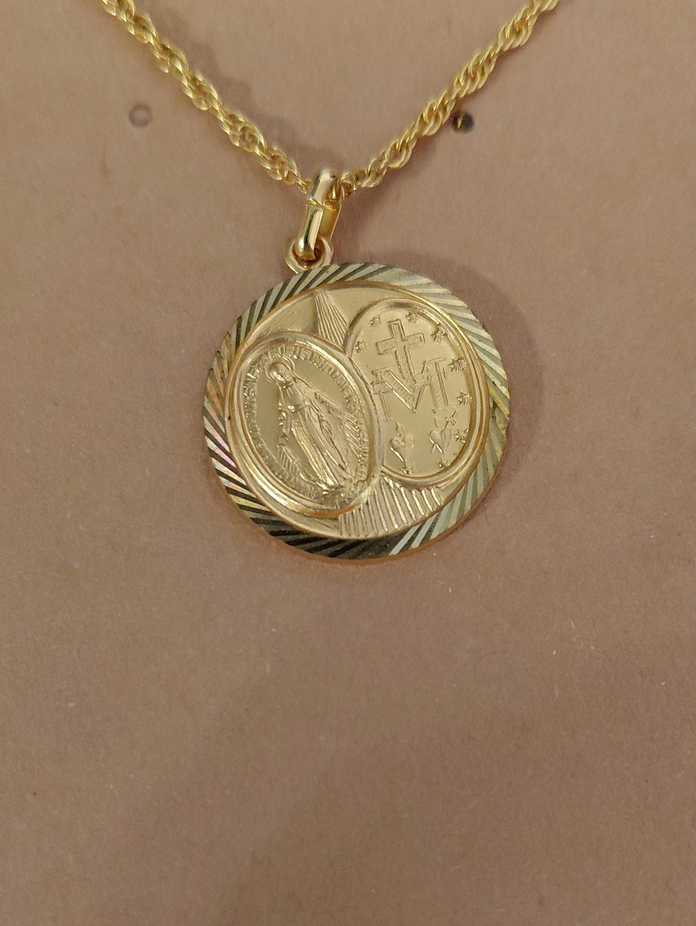 Gold Miraculous Medal Pendant Necklace - Women Jewelry